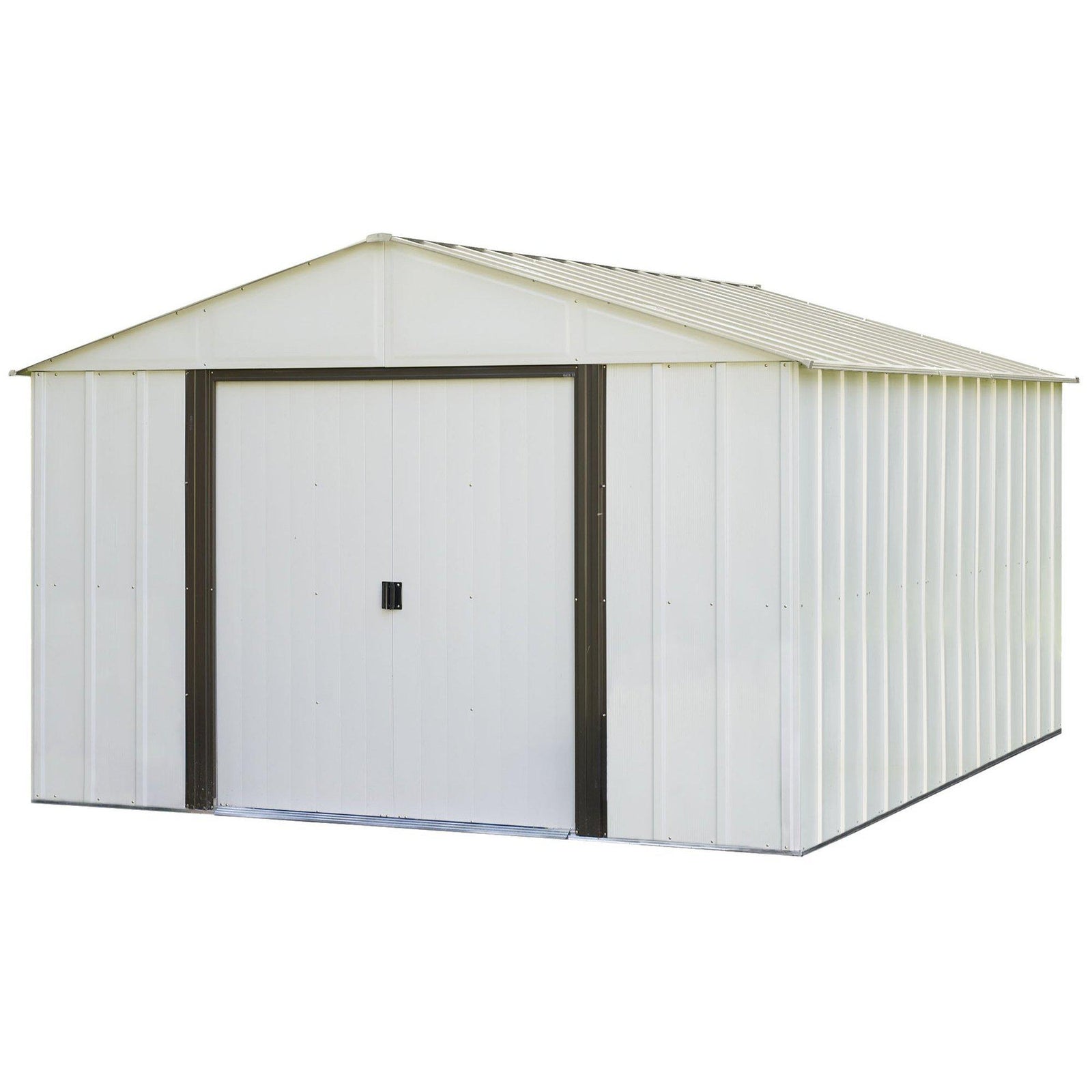 Arrow Arlington High Gable Steel Storage Shed, Eggshell/Coffee Trim, 10 x 12 ft.