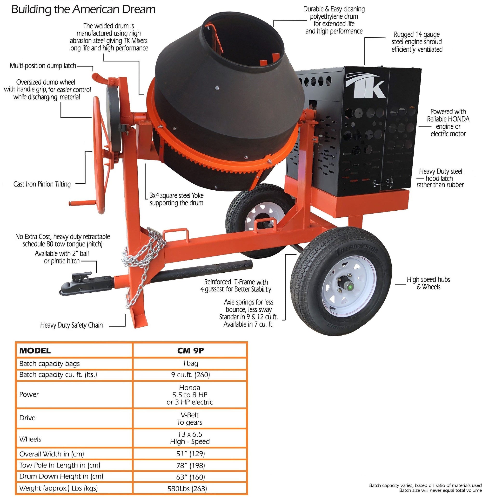 9 cu ft.0 Towable Steel Drum Concrete Cement Mortar Plaster Mixer W/ 1 -  California Tools And Equipment