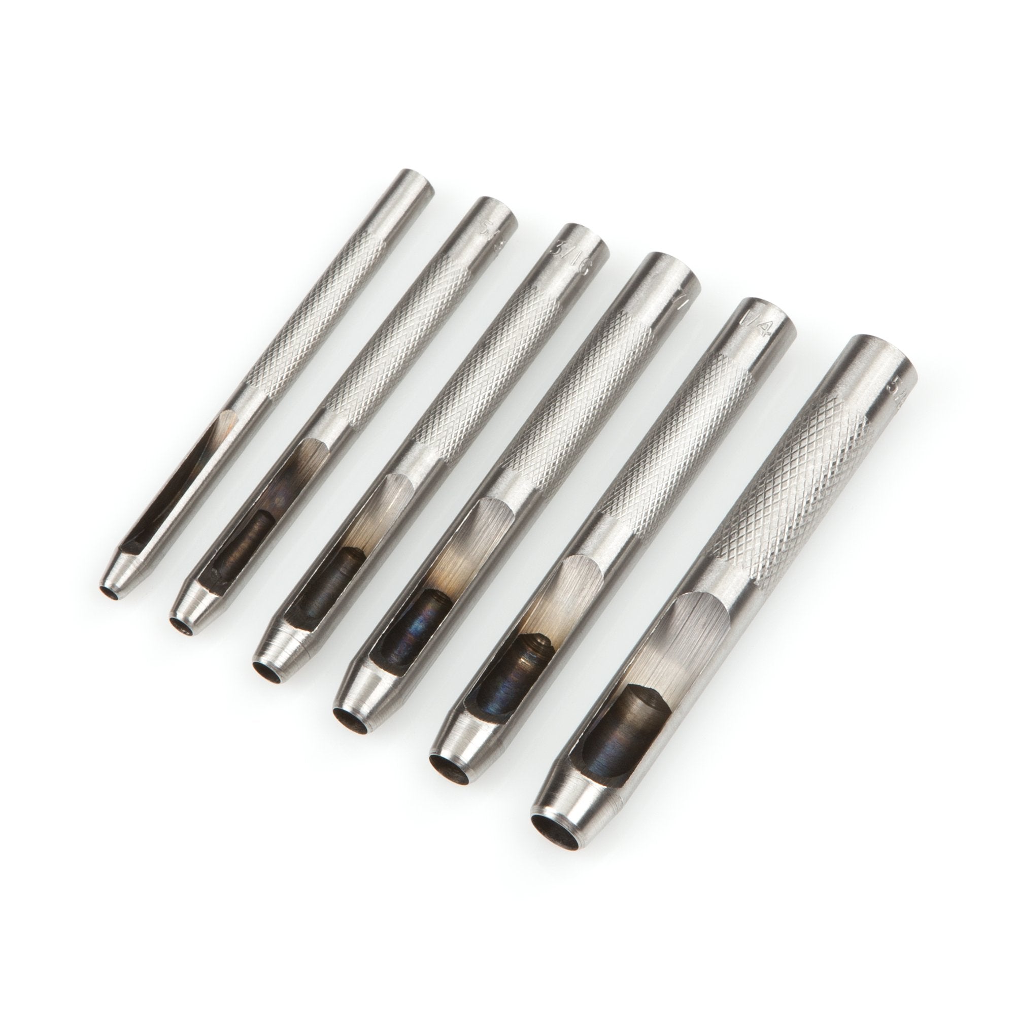 6 Piece Small Hollow Punches Leather 1/8 5/32 3/16 7/32 1/4 5/16