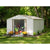 Arrow Oakbrook High Gable Steel Storage Shed, Eggshell/Taupe, 10 x 14 ft.