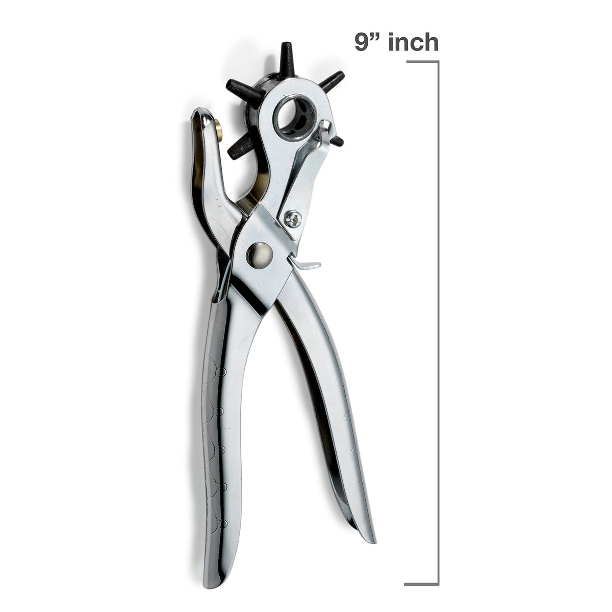 Leather Hole Punch Pliers 9" with Multi-size Rotating Wheel for Belts, Watch Straps, Purses