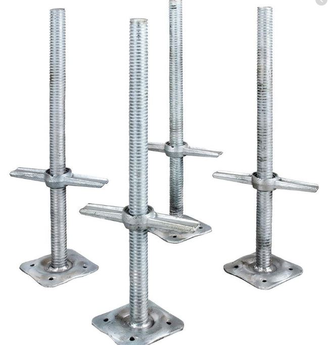 24"Screw Jack Leveling W/ Fix Base Plate  for Scaffolds 4 pack